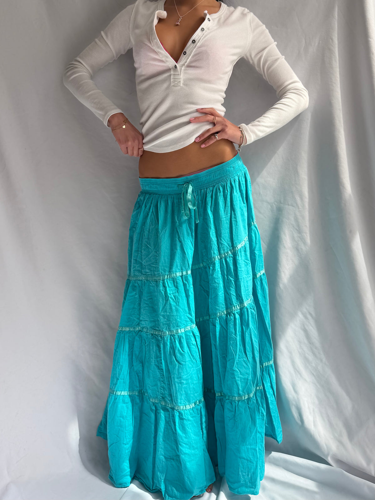 Vintage teal fairy maxi skirt