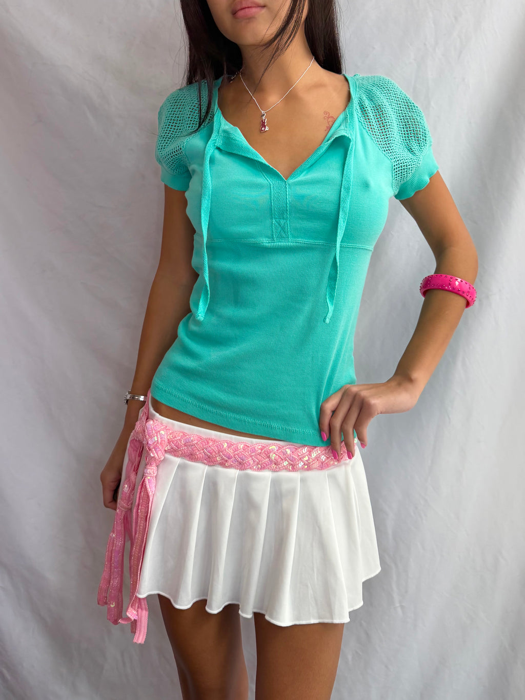 Vintage teal babydoll top