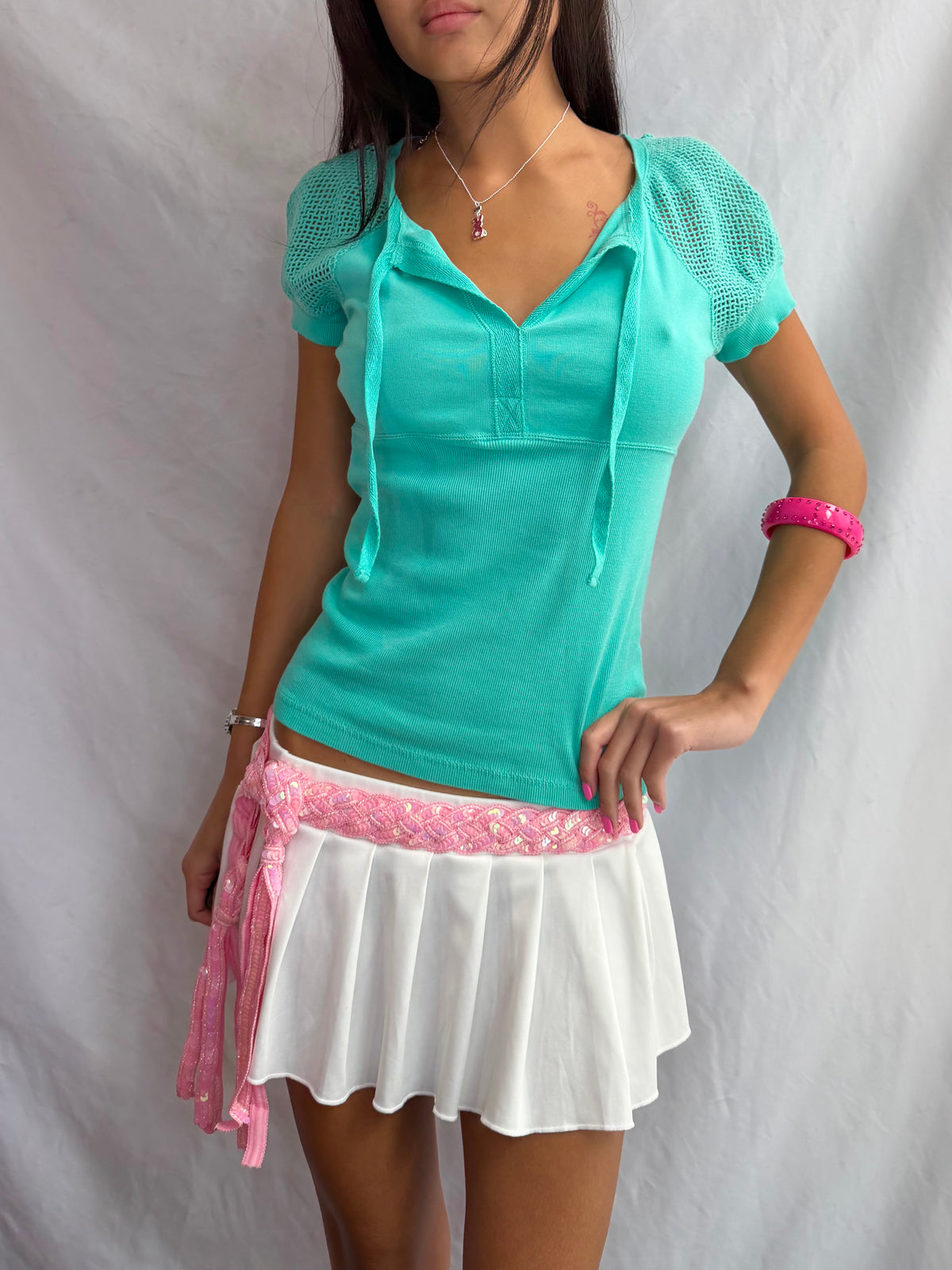Vintage teal babydoll top