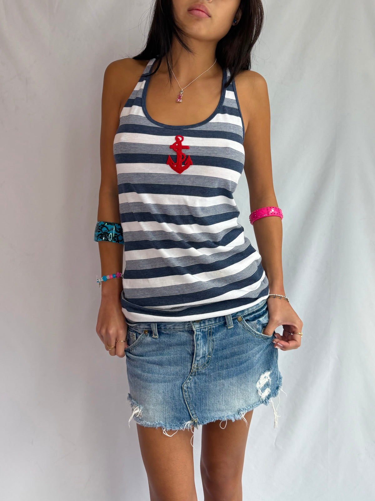 Vintage RARE Victoria Secret anchor stripe tank top