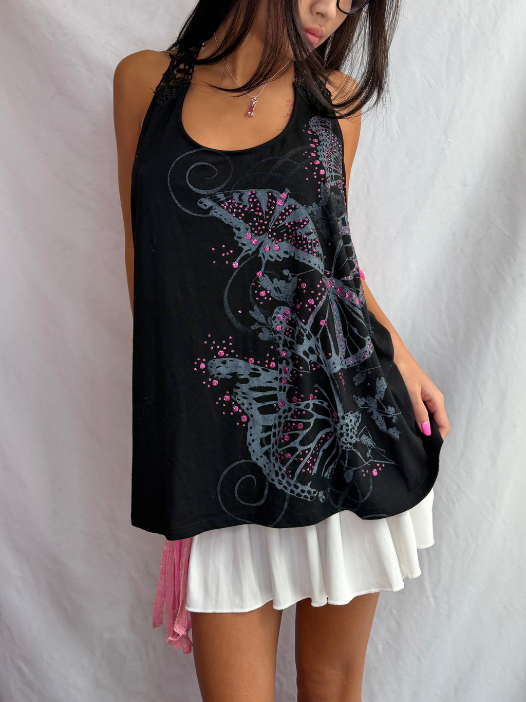 Vintage sparkle butterfly tank top