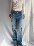 Vintage low rise flare ripped jeans