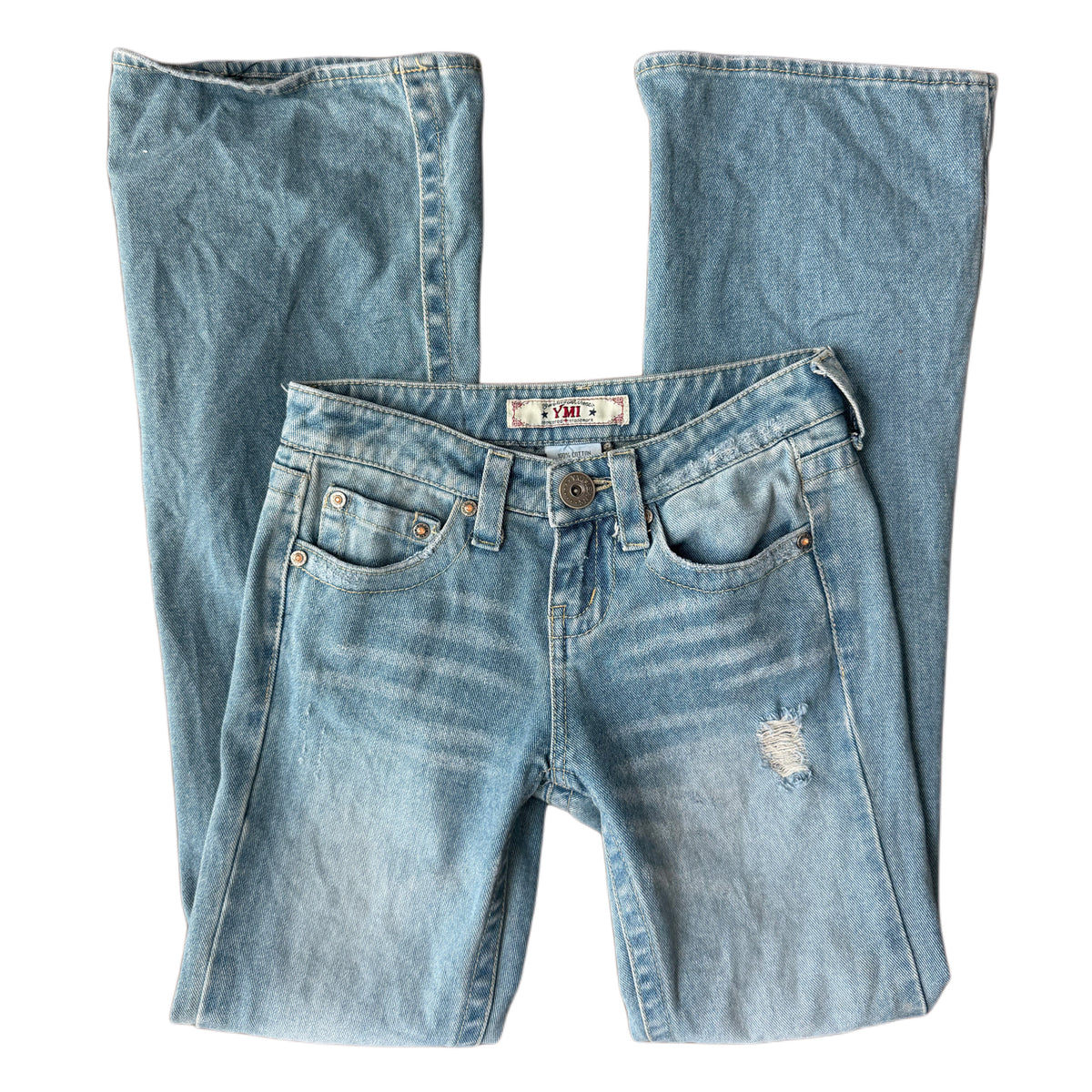 Vintage low rise flare ripped jeans