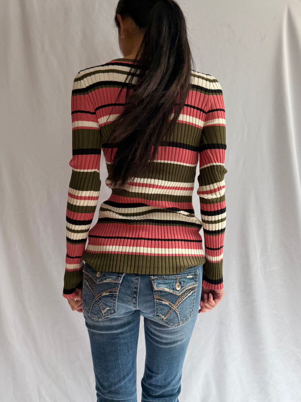 Vintage lace up fitted sweater