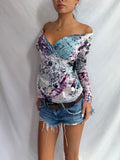 Vintage abstract off the shoulder top