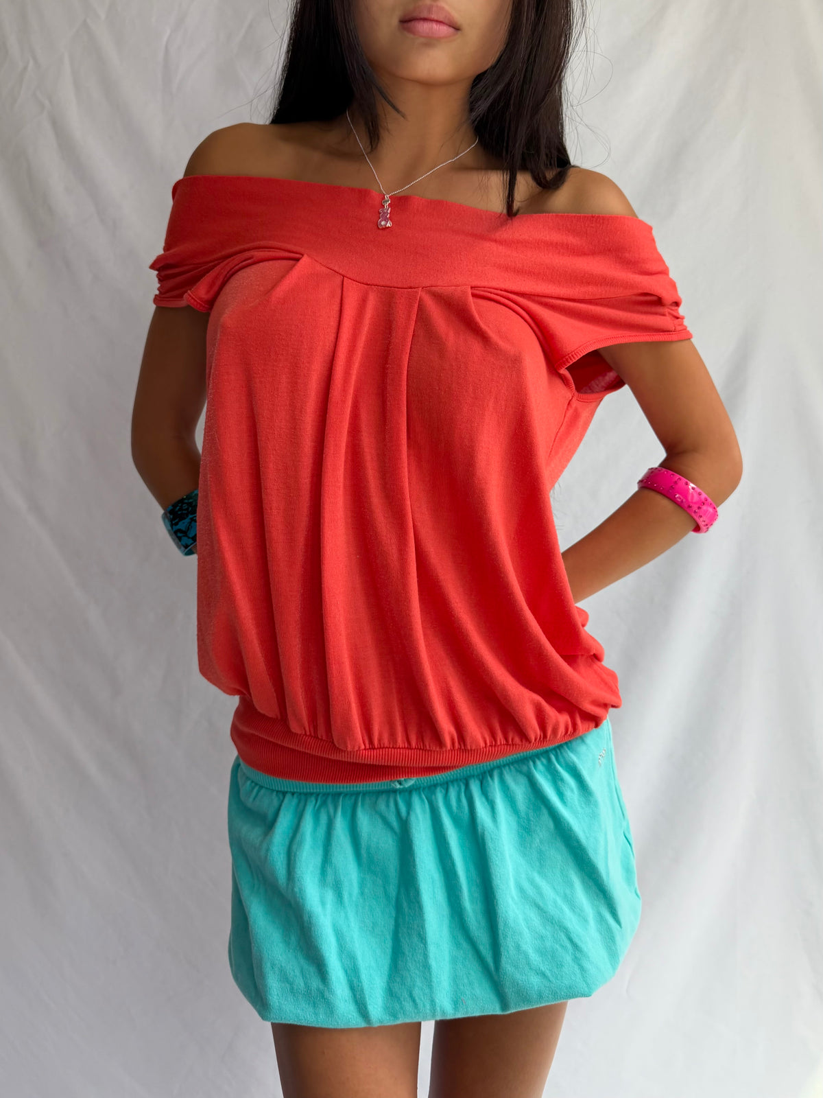 Vintage orange off the shoulder top