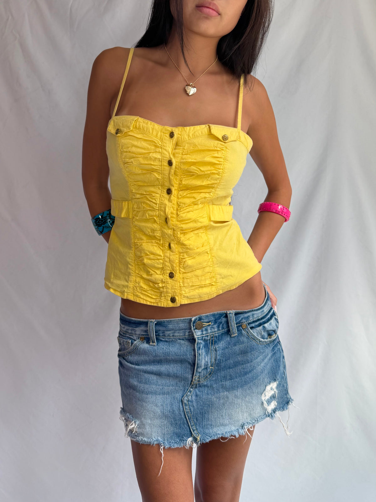 Vintage yellow corset tank top