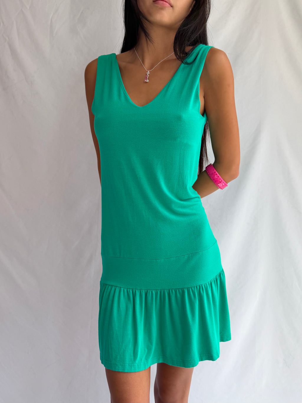 Vintage Victoria Secret green low cut mini dress