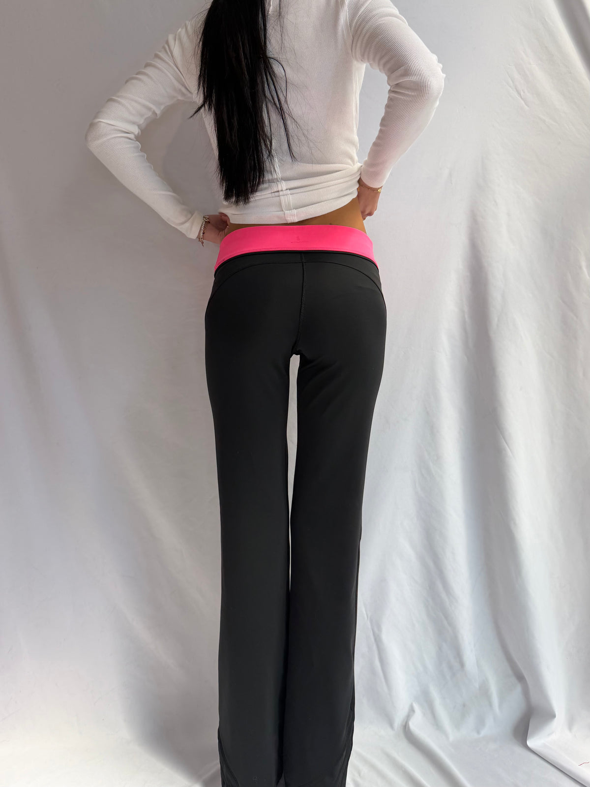 Vintage pink flare foldover leggings