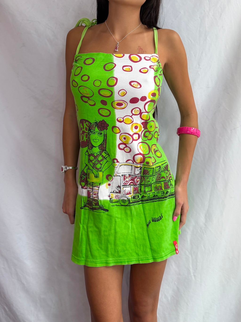 Vintage Miss Sidecar green mini dress