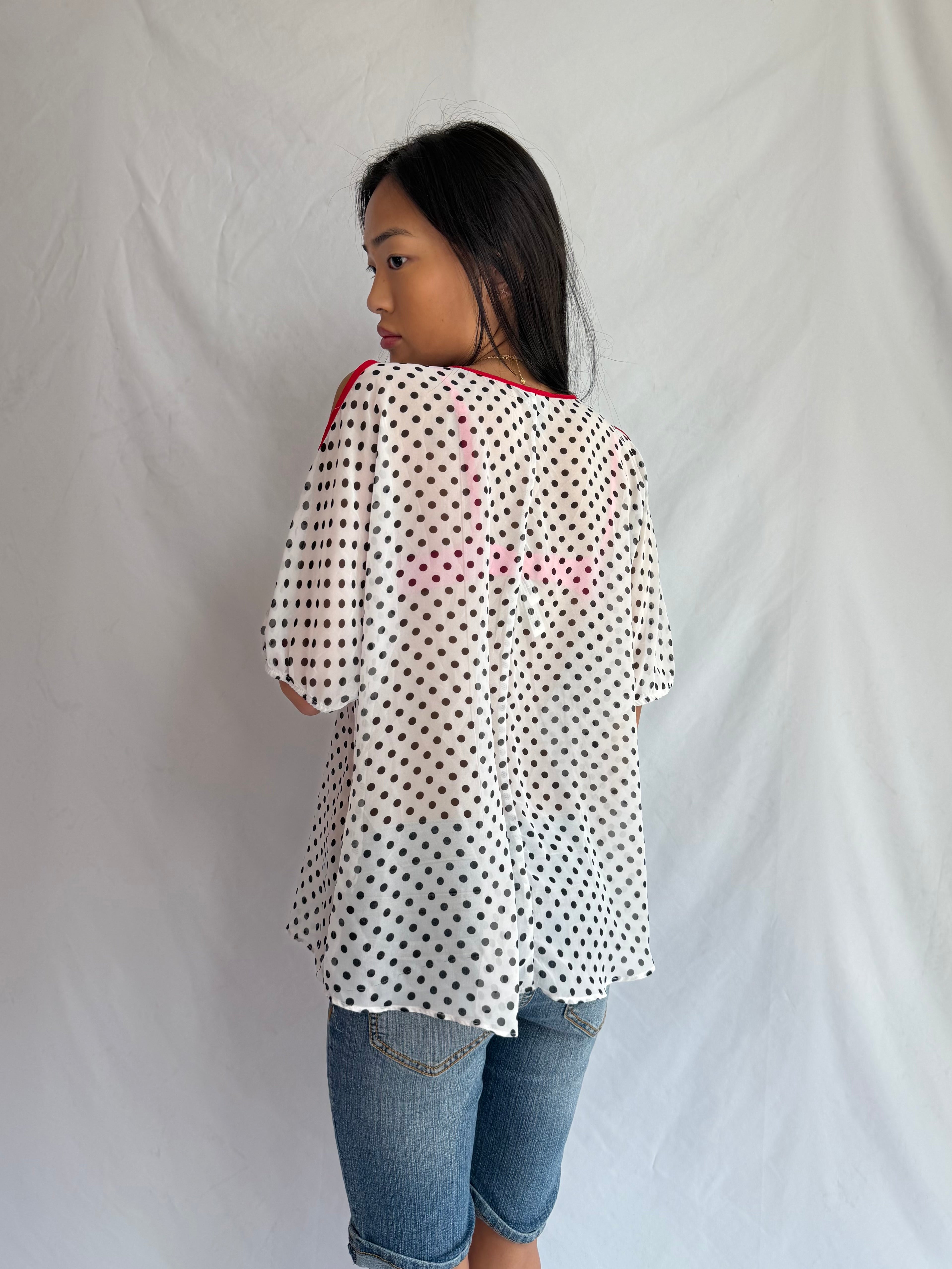 vintage sheer polka dot top⊹ ࣪ ˖ ໒꒱