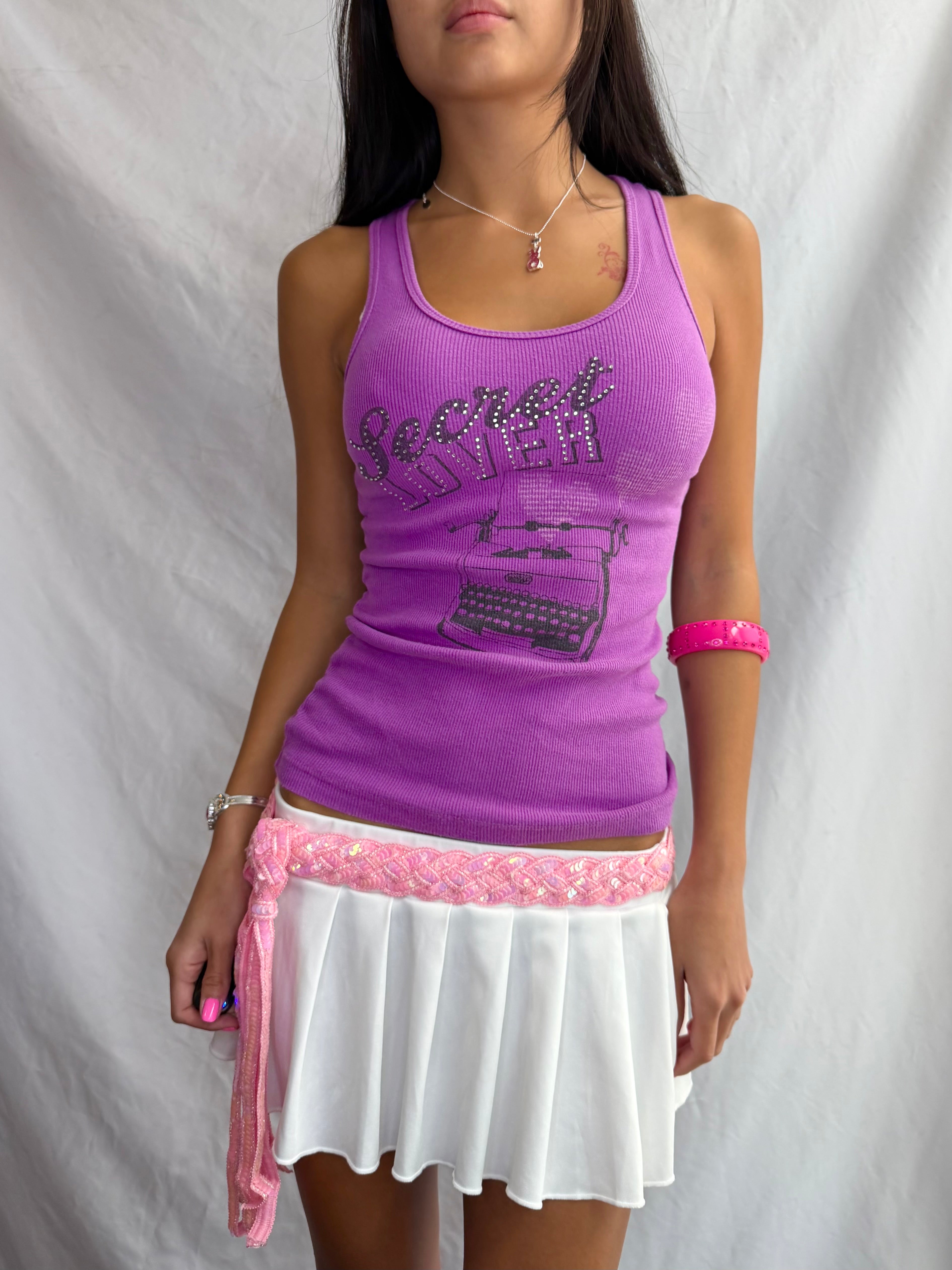 Vintage purple rhinestone tank top