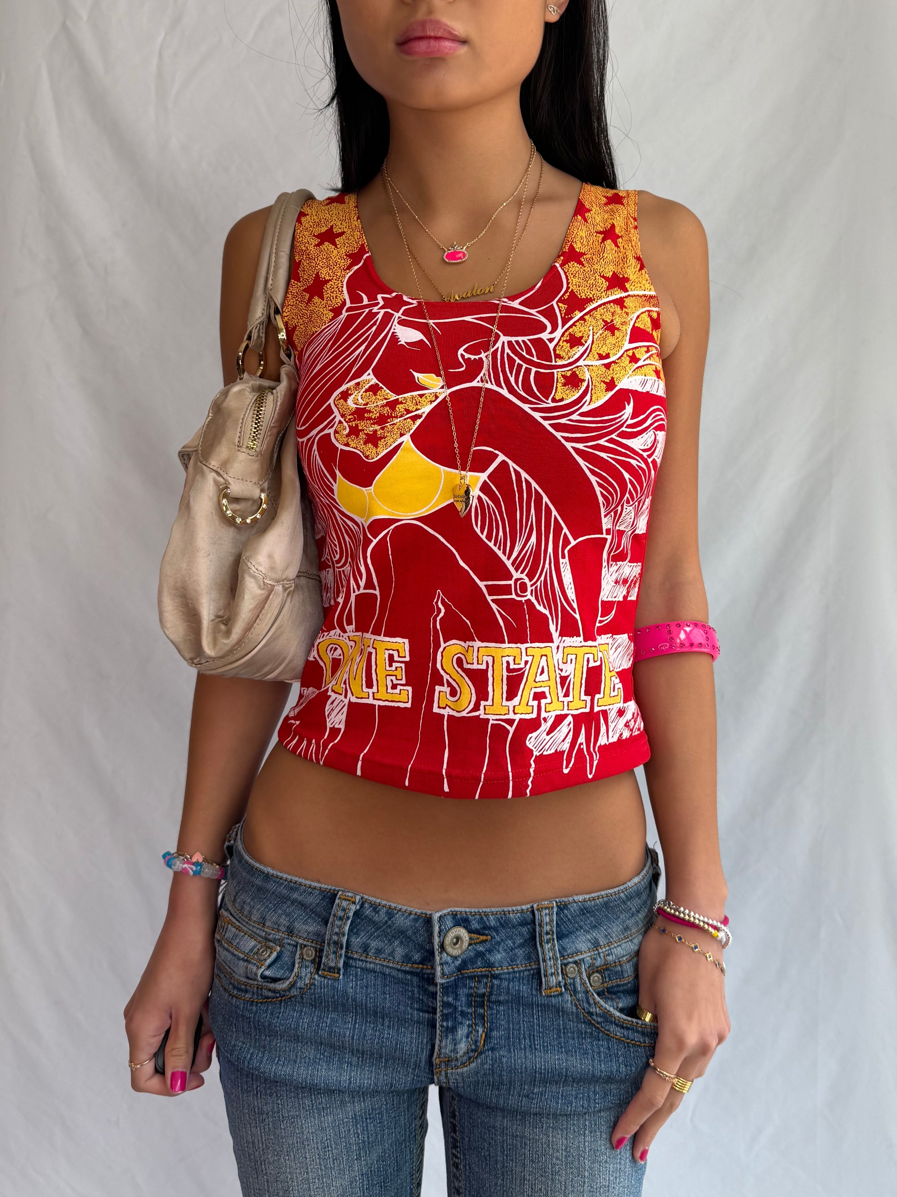 vintage red graphic tank top ⊹ ࣪ ˖ ໒꒱