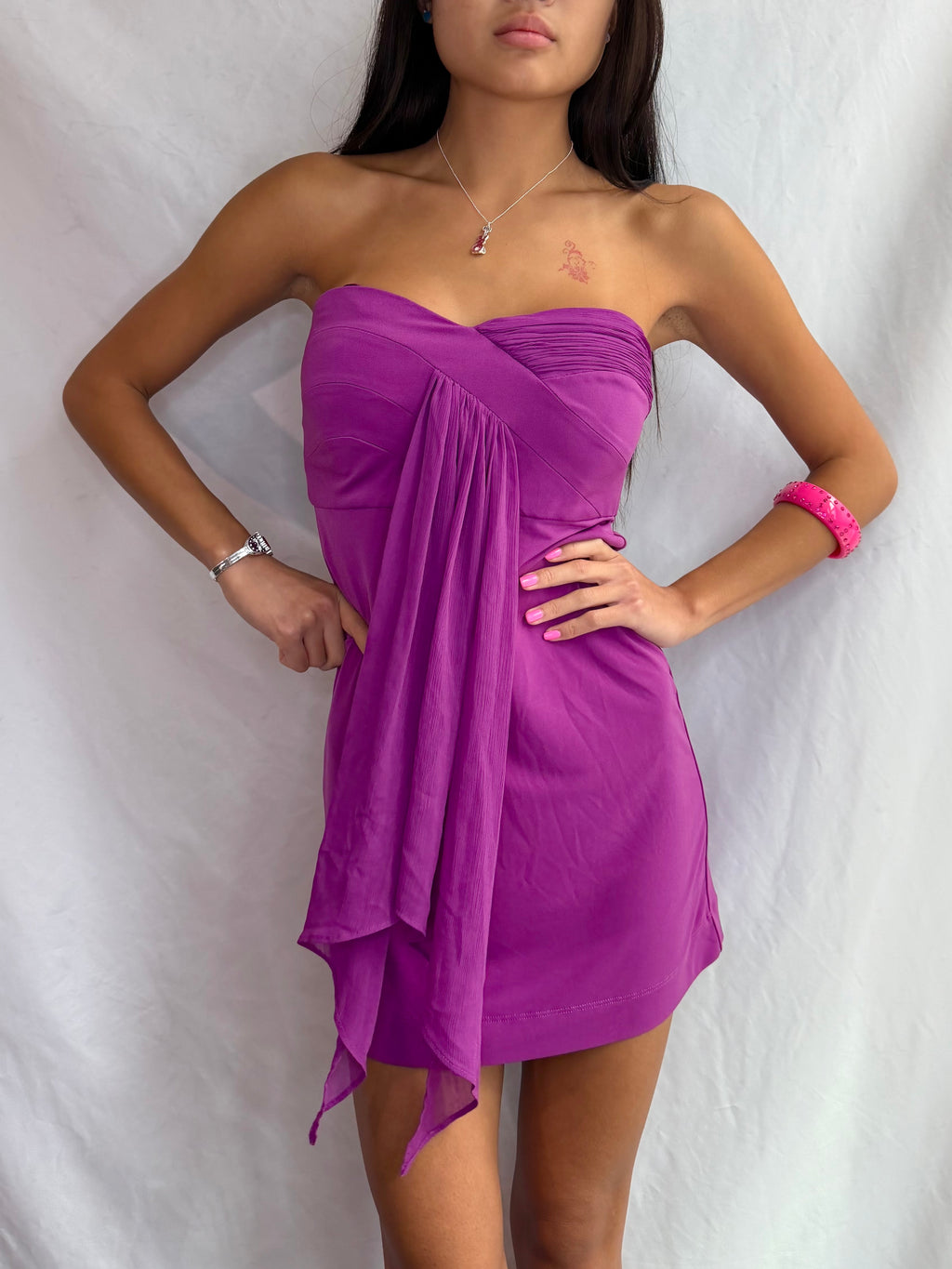 Vintage purple strapless mini dress