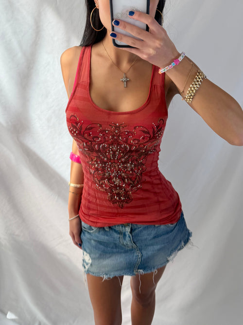Vintage Miss Me rhinestone tank top
