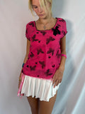 Vintage hot pink butterfly top
