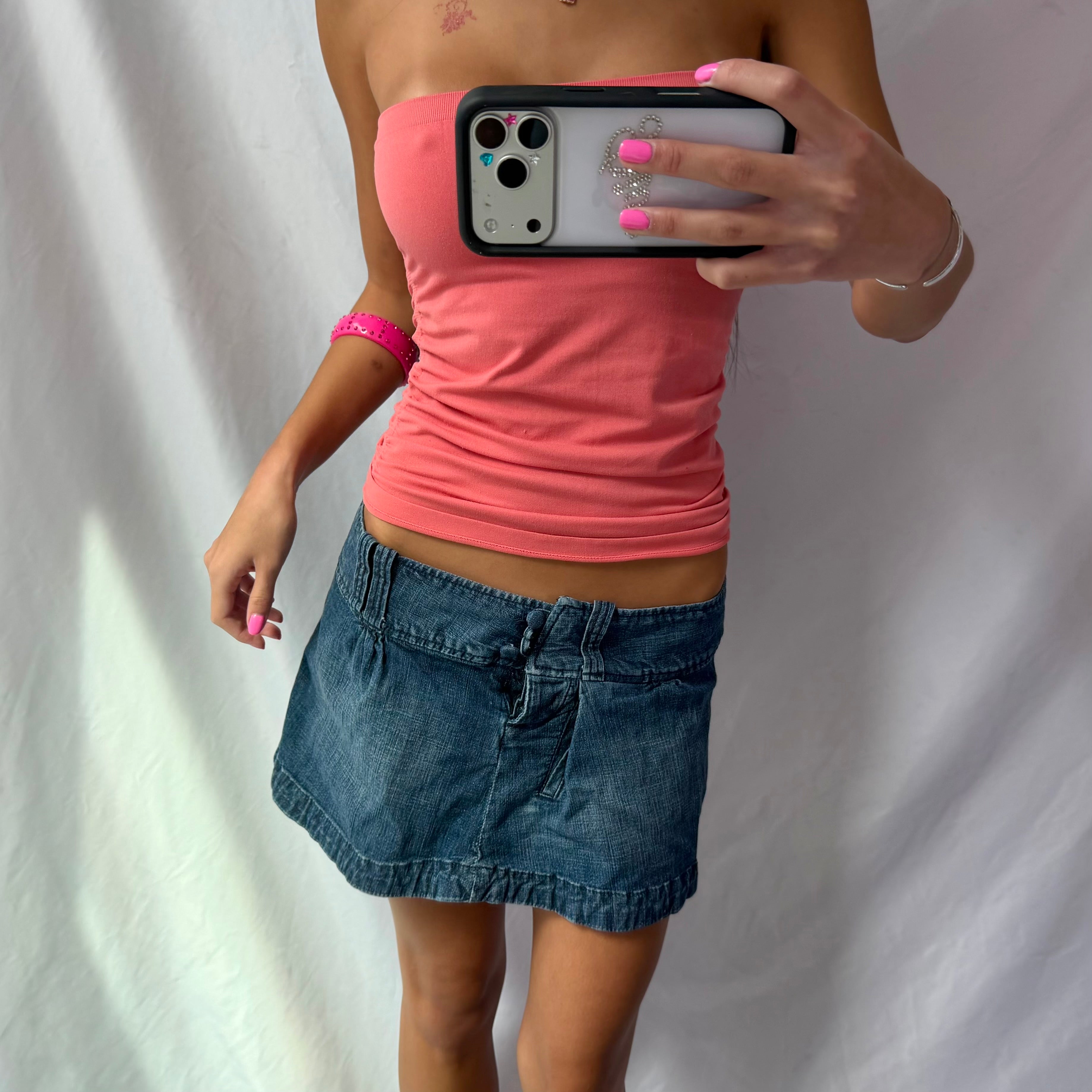 Vintage dark denim mini skirt