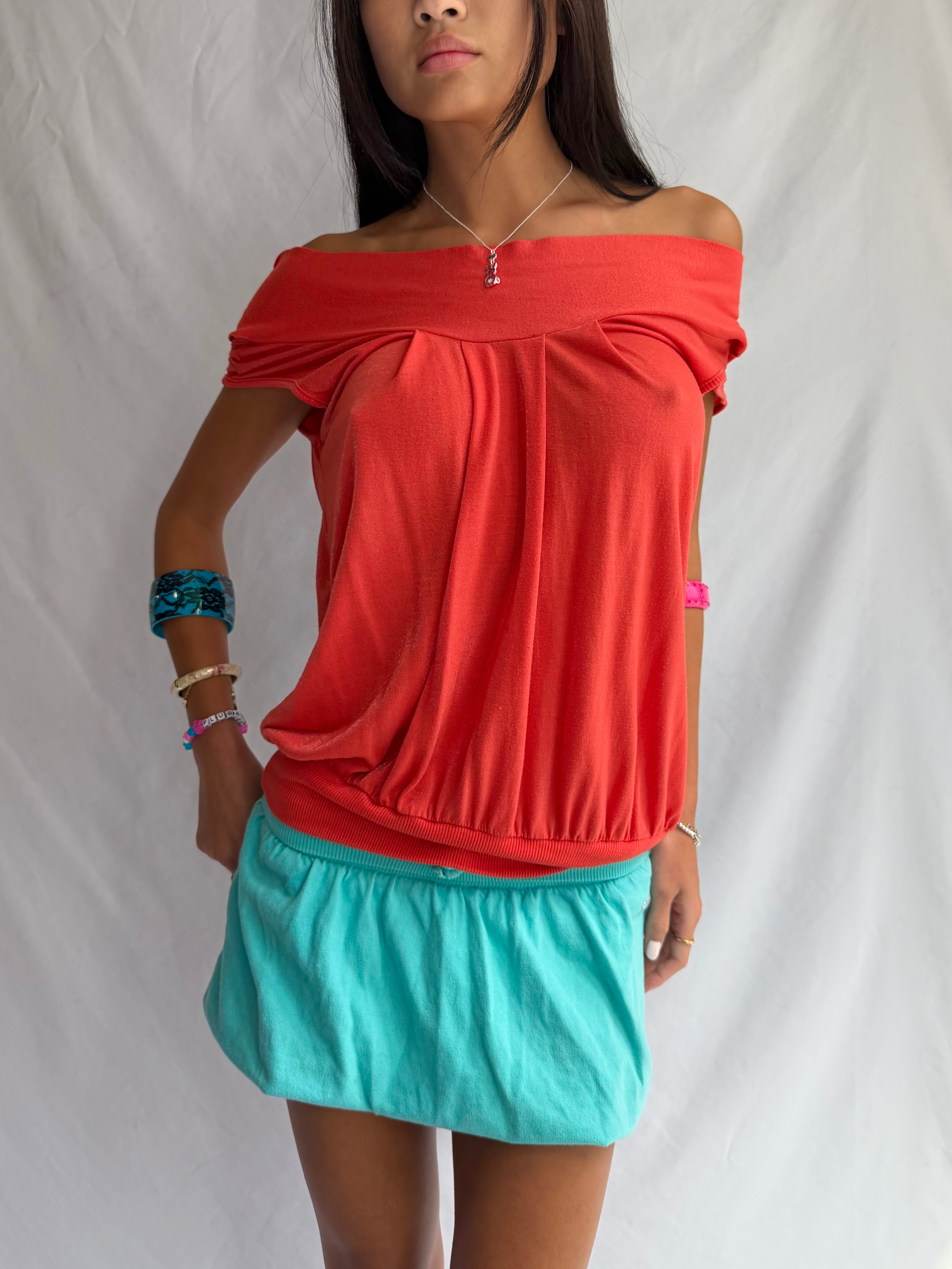 Vintage orange off the shoulder top
