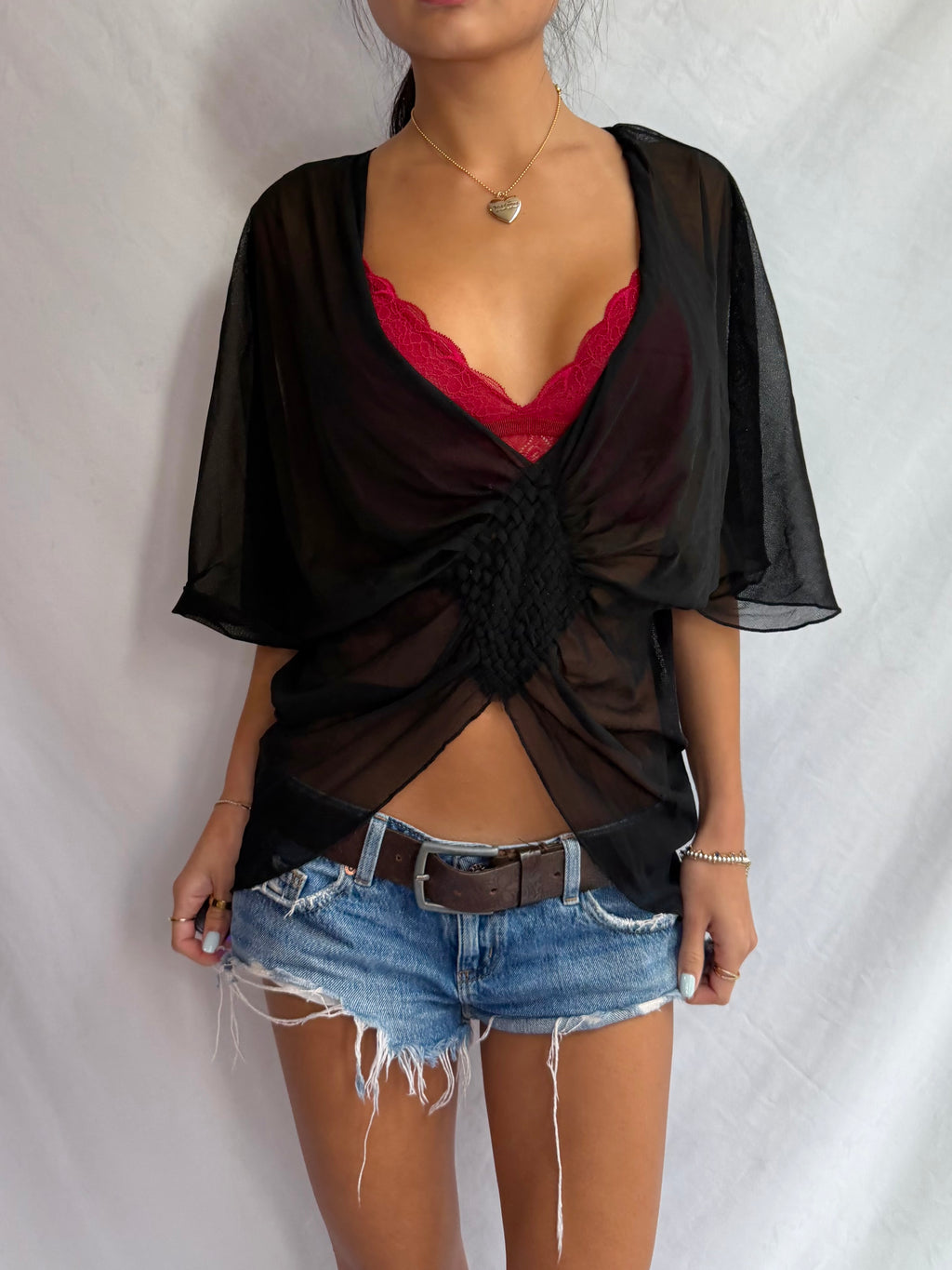 Vintage sheer off the shoulder top