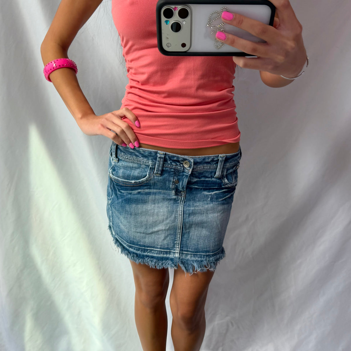 Vintage denim mini skirt