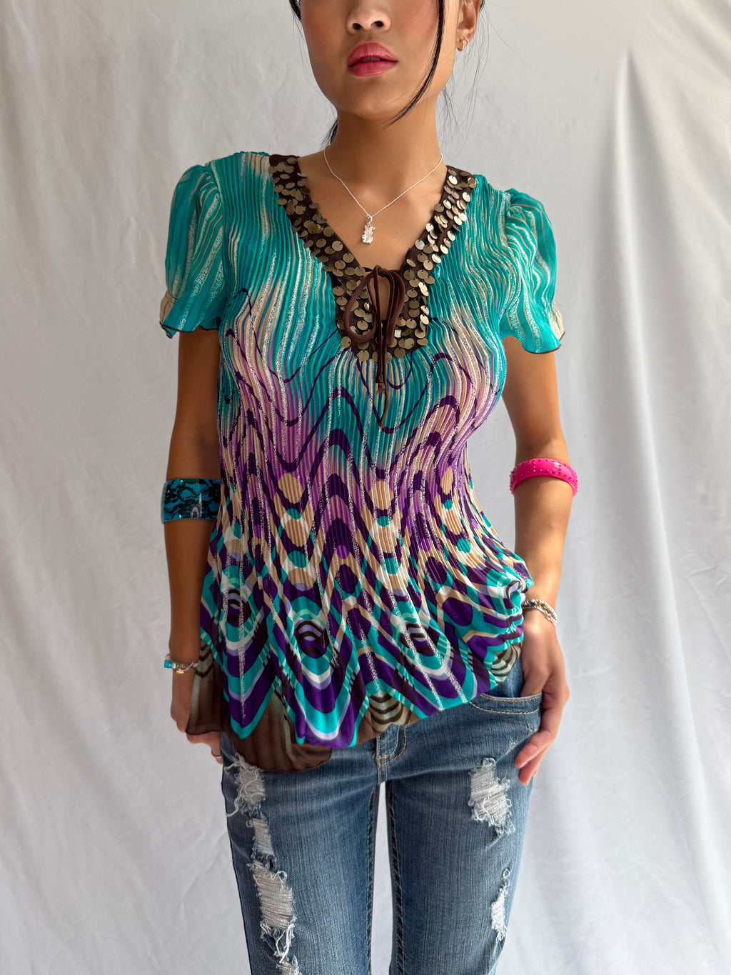 Vintage turquoise mermaid top