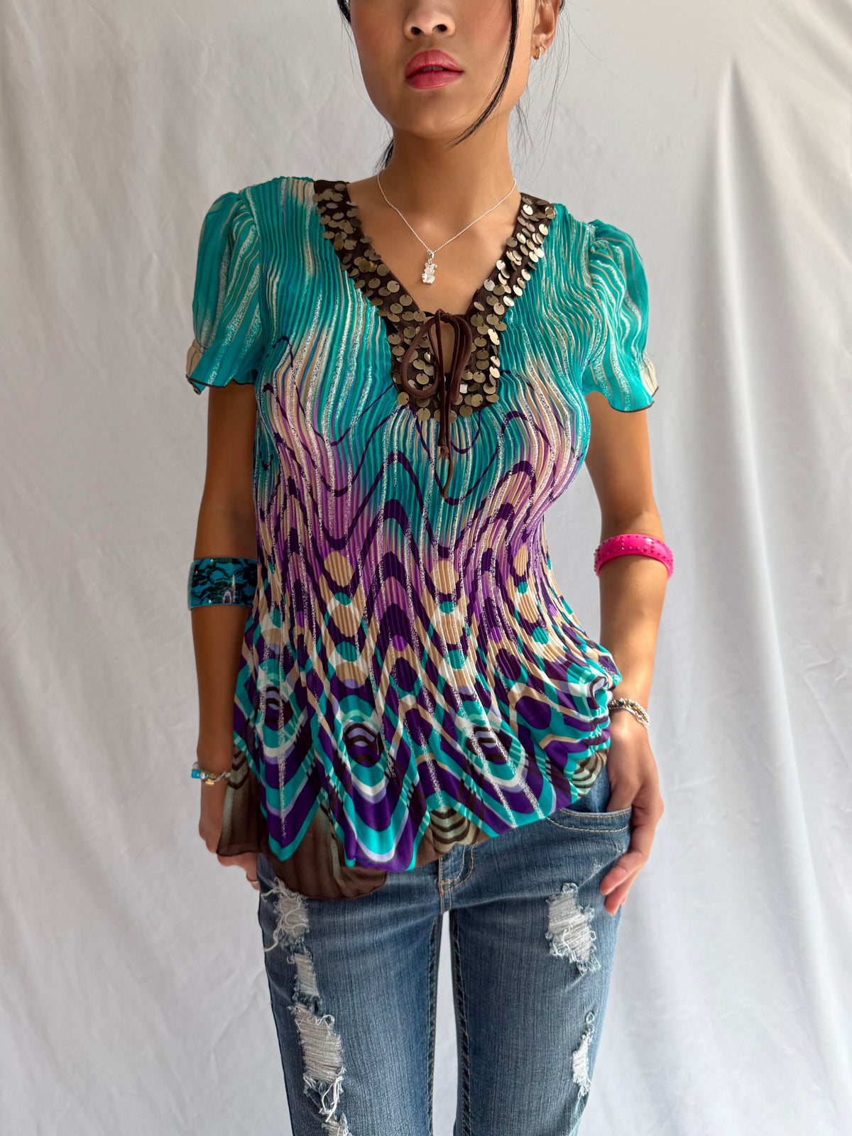 Vintage turquoise mermaid top