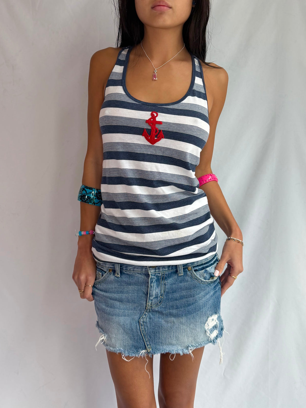 Vintage RARE Victoria Secret anchor stripe tank top