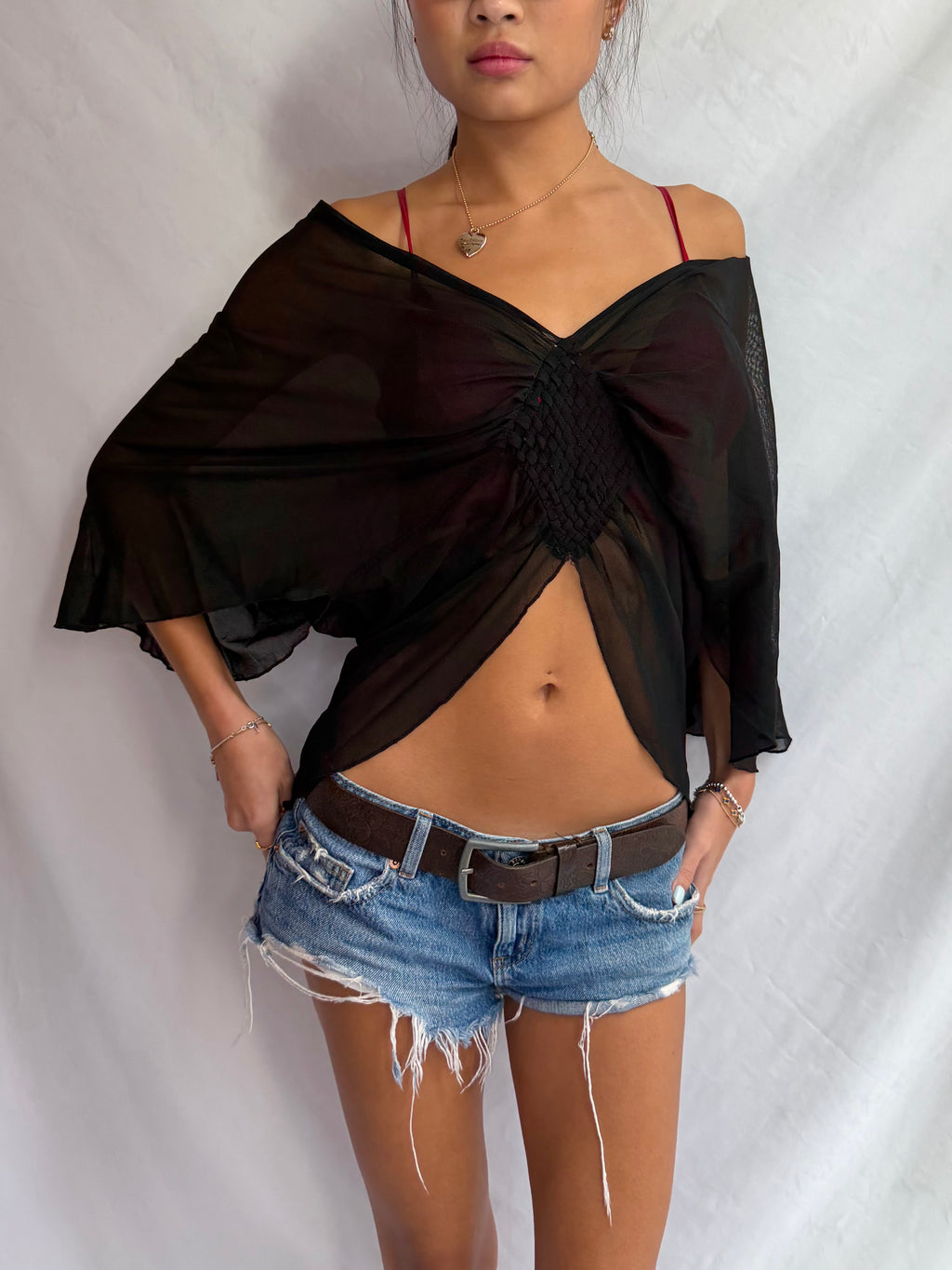 Vintage sheer off the shoulder top