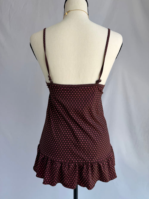 vintage pink polka dot babydoll cami ⊹ ࣪ ˖ ໒꒱