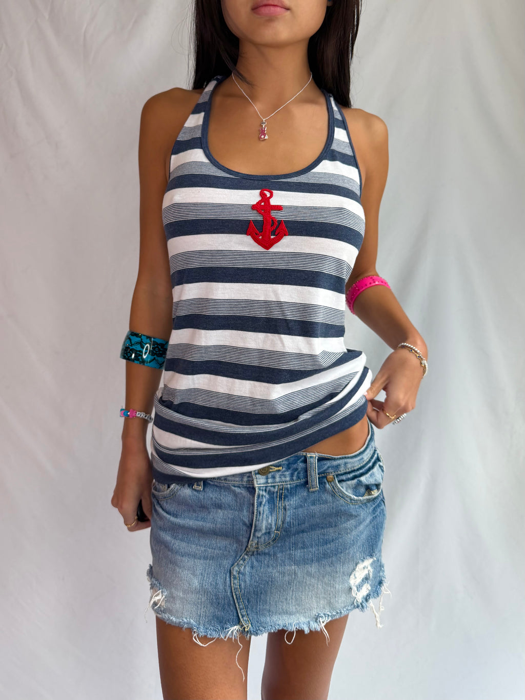 Vintage RARE Victoria Secret anchor stripe tank top