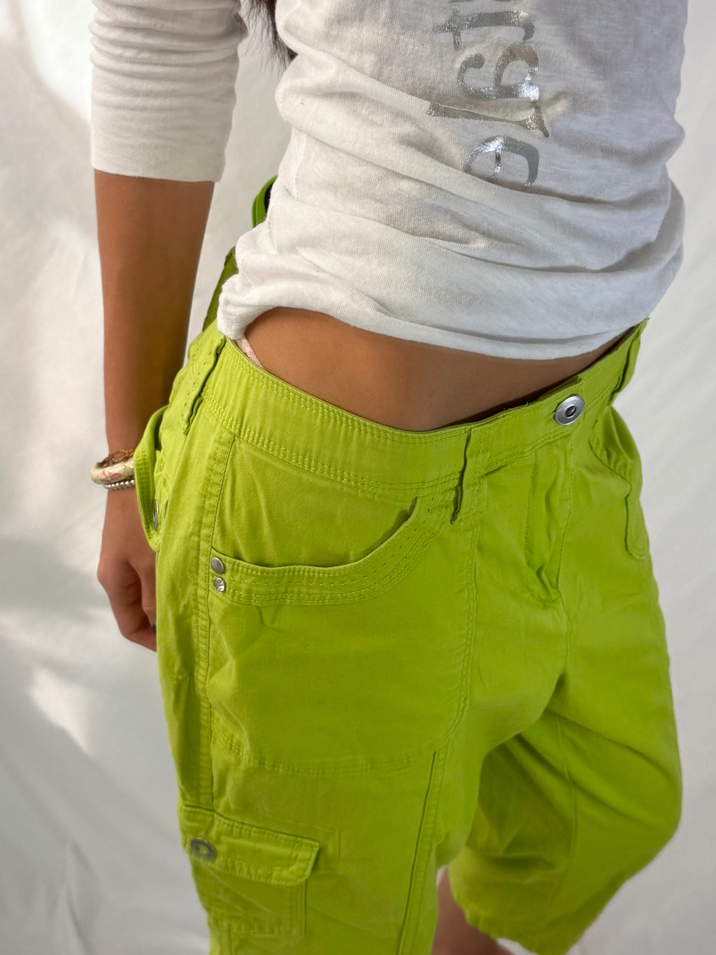 Vintage lime green capris cargo pants