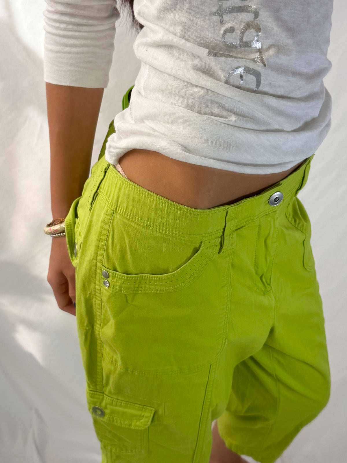Vintage lime green capris cargo pants