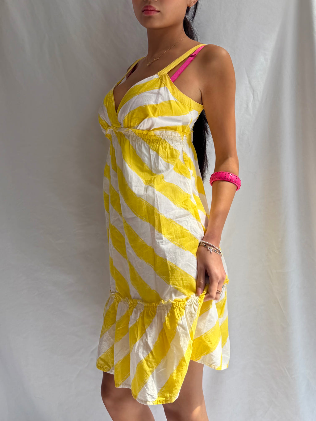 Vintage yellow striped babydoll dress