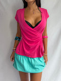 Vintage pink low neck wrap top