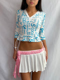 Vintage blue long sleeve crop top