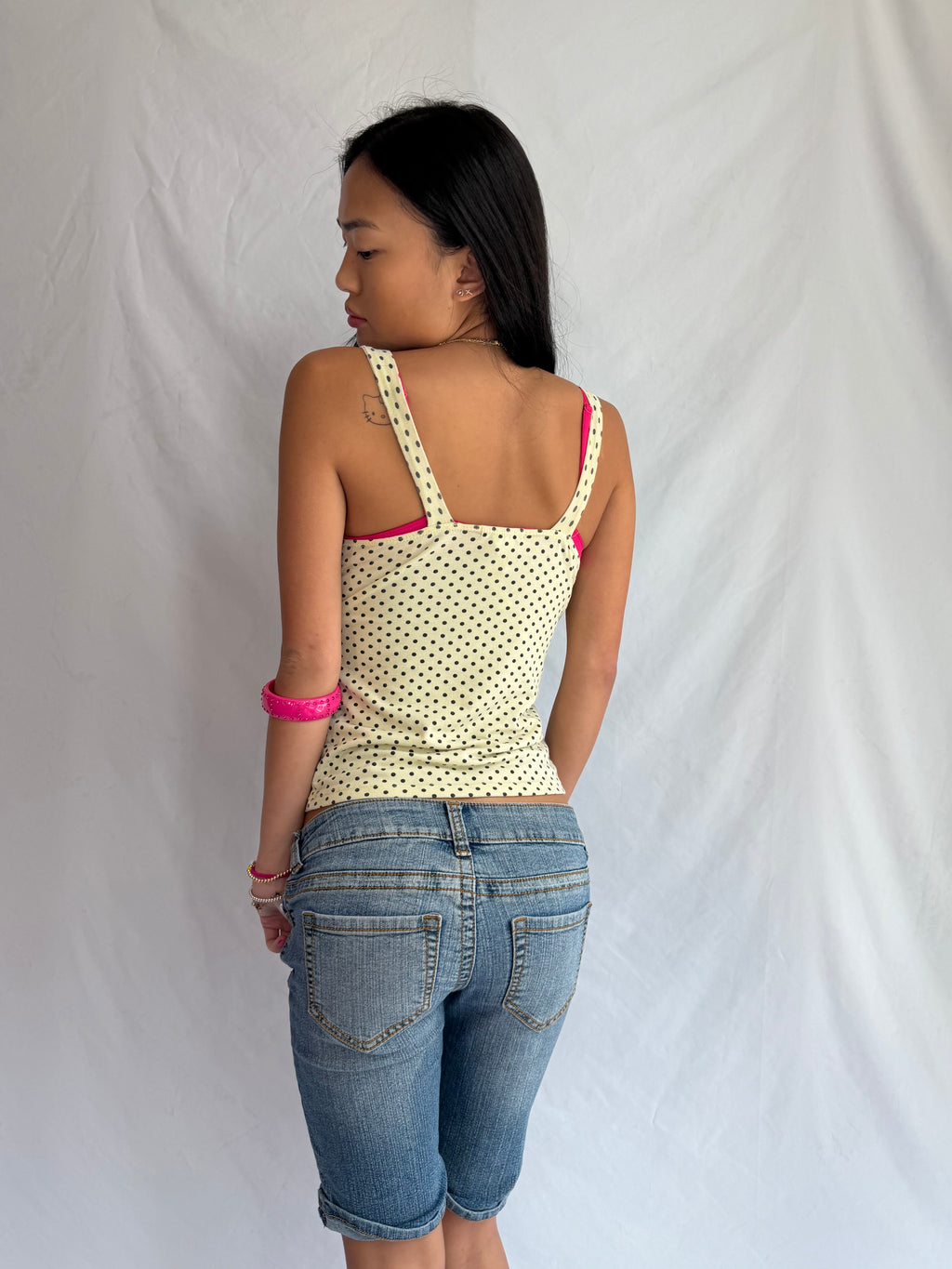 vintage yellow polka dot tank top ⋆. 𐙚 ˚