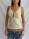 vintage yellow polka dot tank top ⋆. 𐙚 ˚