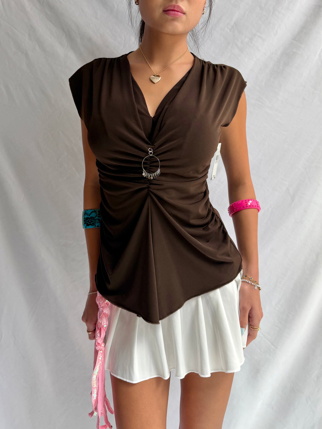 Vintage brown ruched top