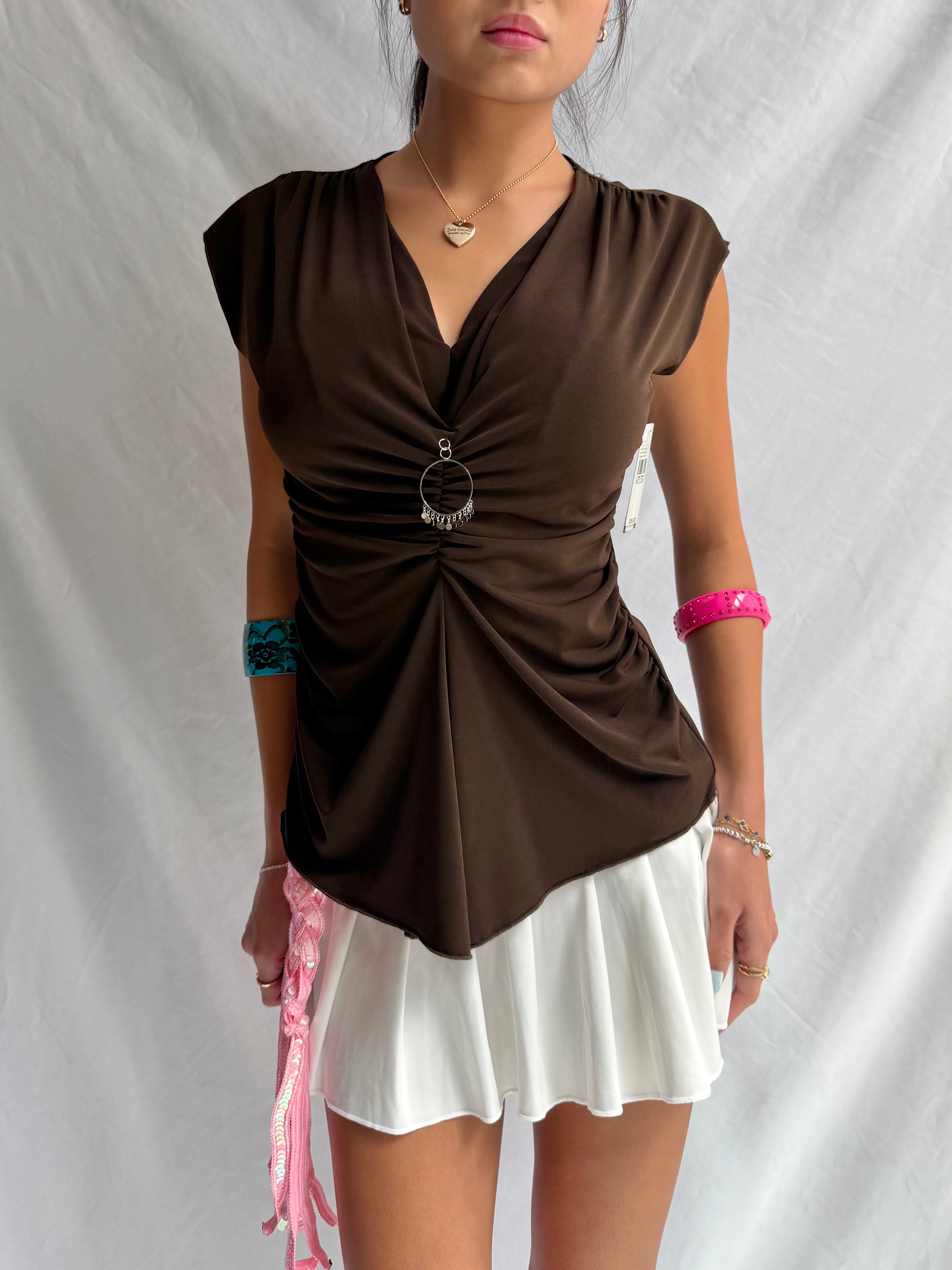 Vintage brown ruched top