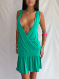 Vintage Victoria Secret green low cut mini dress