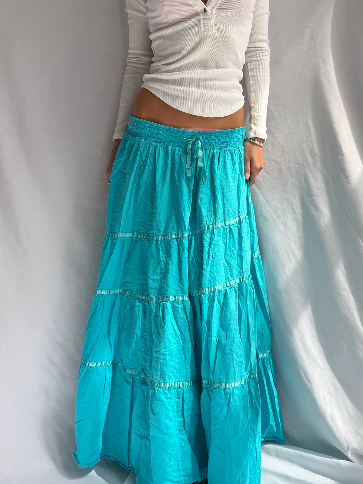 Vintage teal fairy maxi skirt
