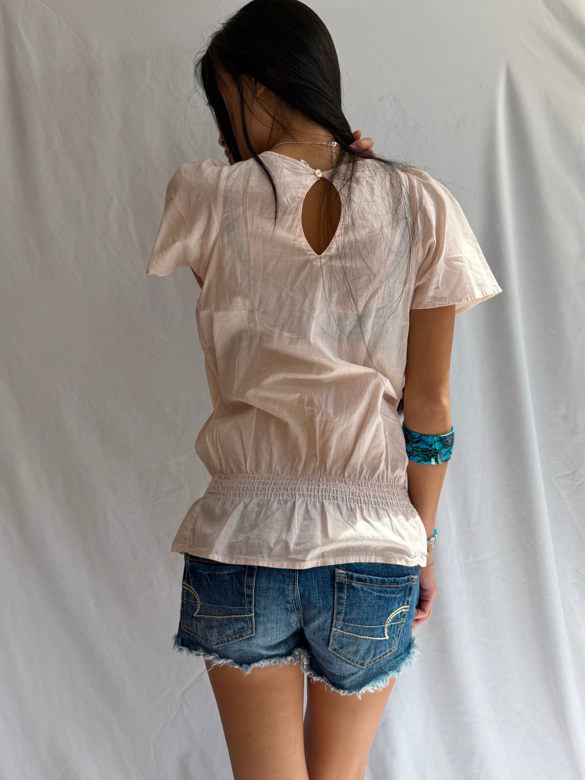Vintage pink studded babydoll top