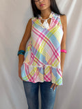 Vintage rainbow plaid tank top