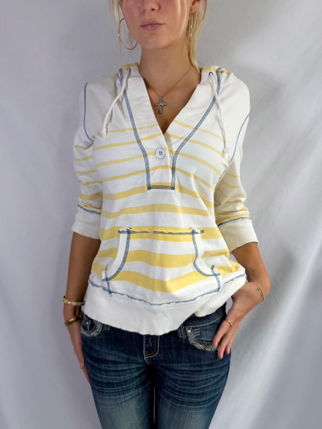 Vintage yellow pullover hoodie