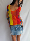 Vintage Dolce Gabbana rainbow mesh top