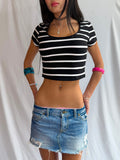 Vintage navy & white striped crop top