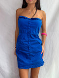 Vintage blue strapless mini dress