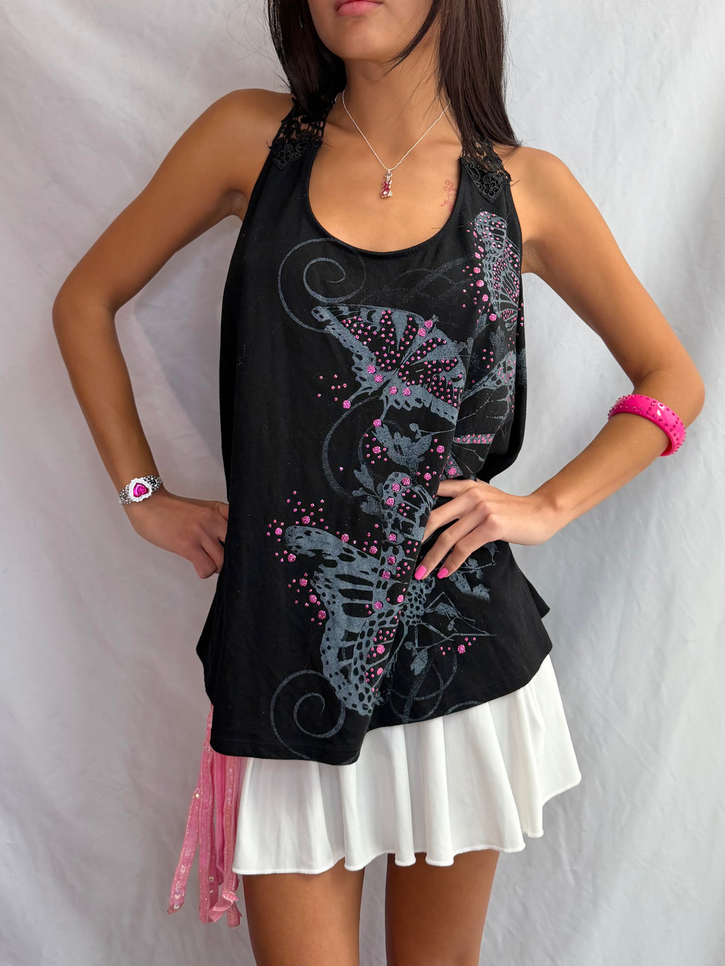 Vintage sparkle butterfly tank top