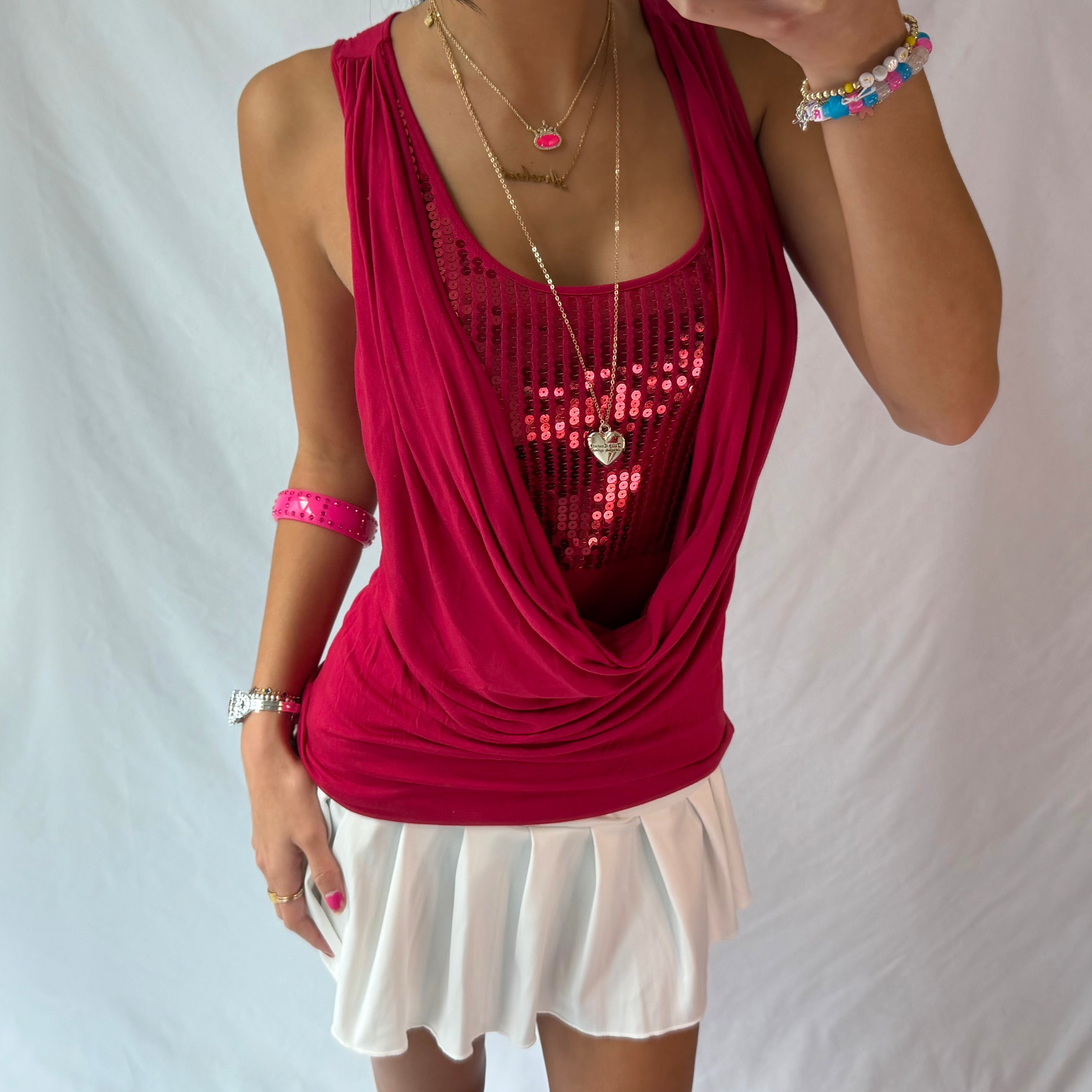 vintage red sequin tank top ⋆˙⟡