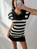 Vintage black & white striped sweater mini dress